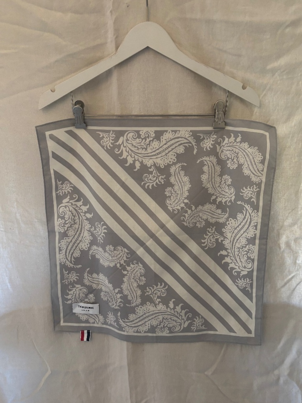 THOM BROWNE GREY PAISLEY SQUARE